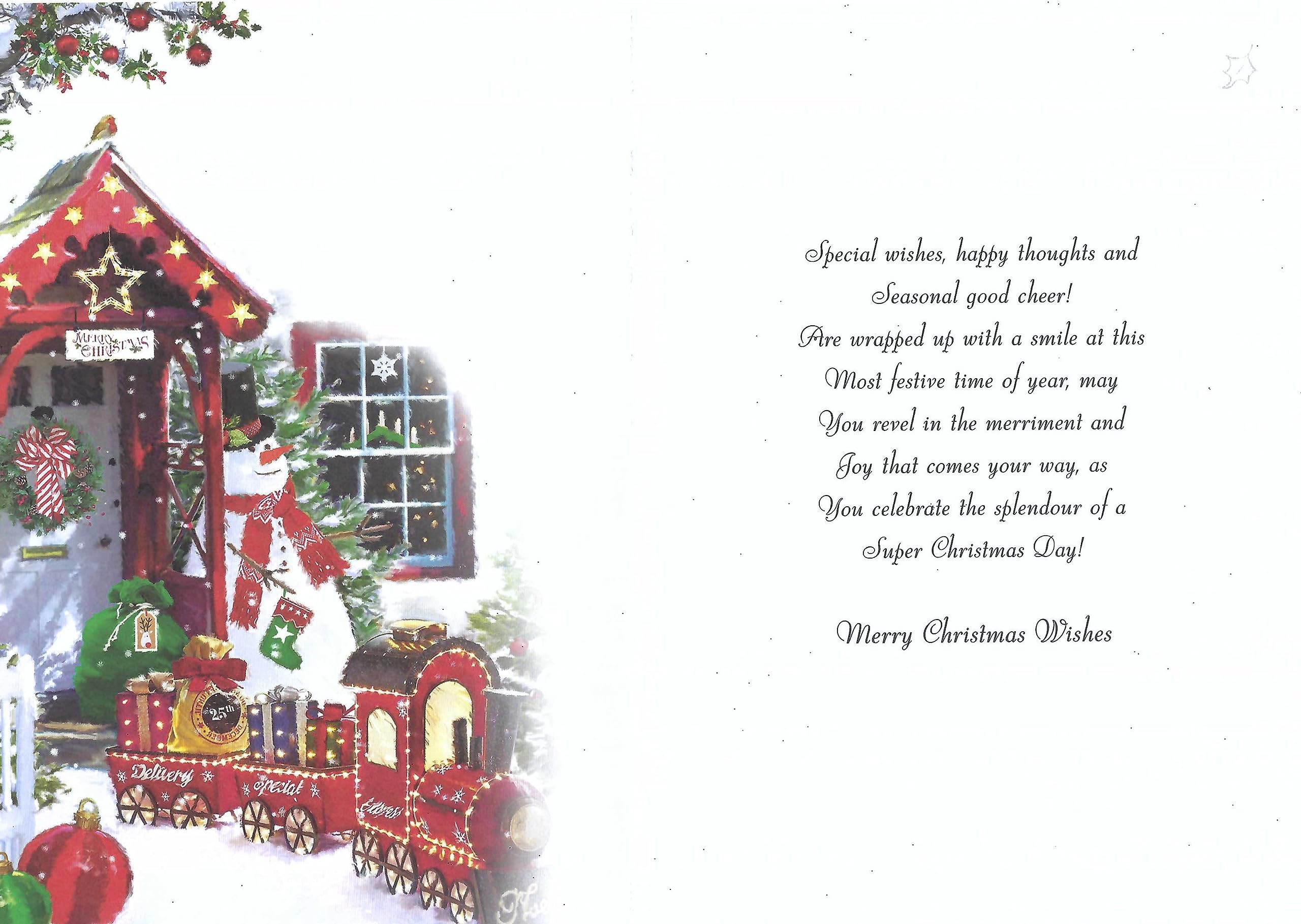 Jonny Javelin Weihnachtskarte – „All The Family“, Mit Kuckucksuhr, Rotkehlchen & Goldfolie