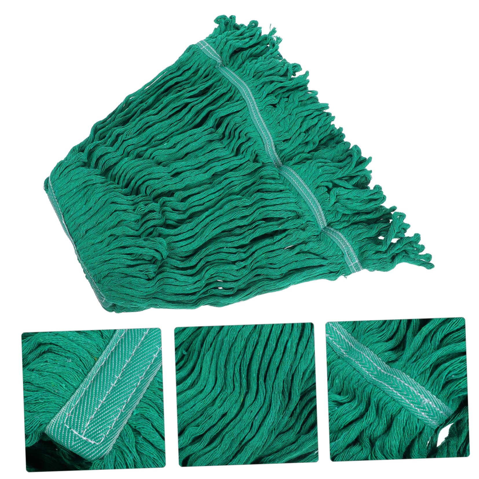 Testina di Ricambio per Mop da Pavimento 2 Pezzi, Cotone Verde | Bagno e Cucina, Lavabile e Riutilizzabile, Ricambio per Pulizia di Pavimenti