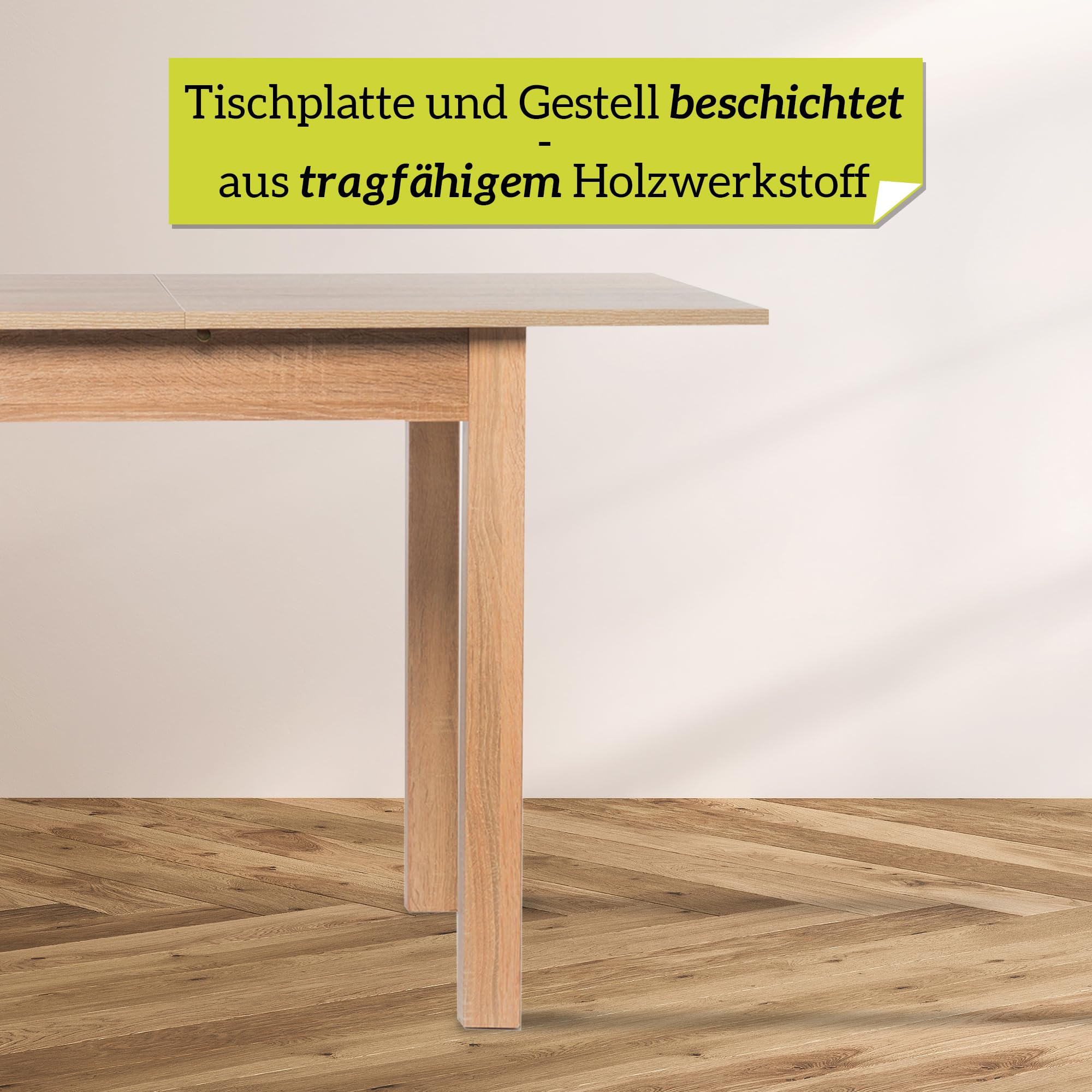 smart Esstisch 120x70 cm Eiche, Küchentisch ausziehbar bis 160 cm, Esszimmertisch aus Holzwerkstoff inkl. erweiterbare Auszugsplatte, moderner Tisch für bis zu 8 Personen