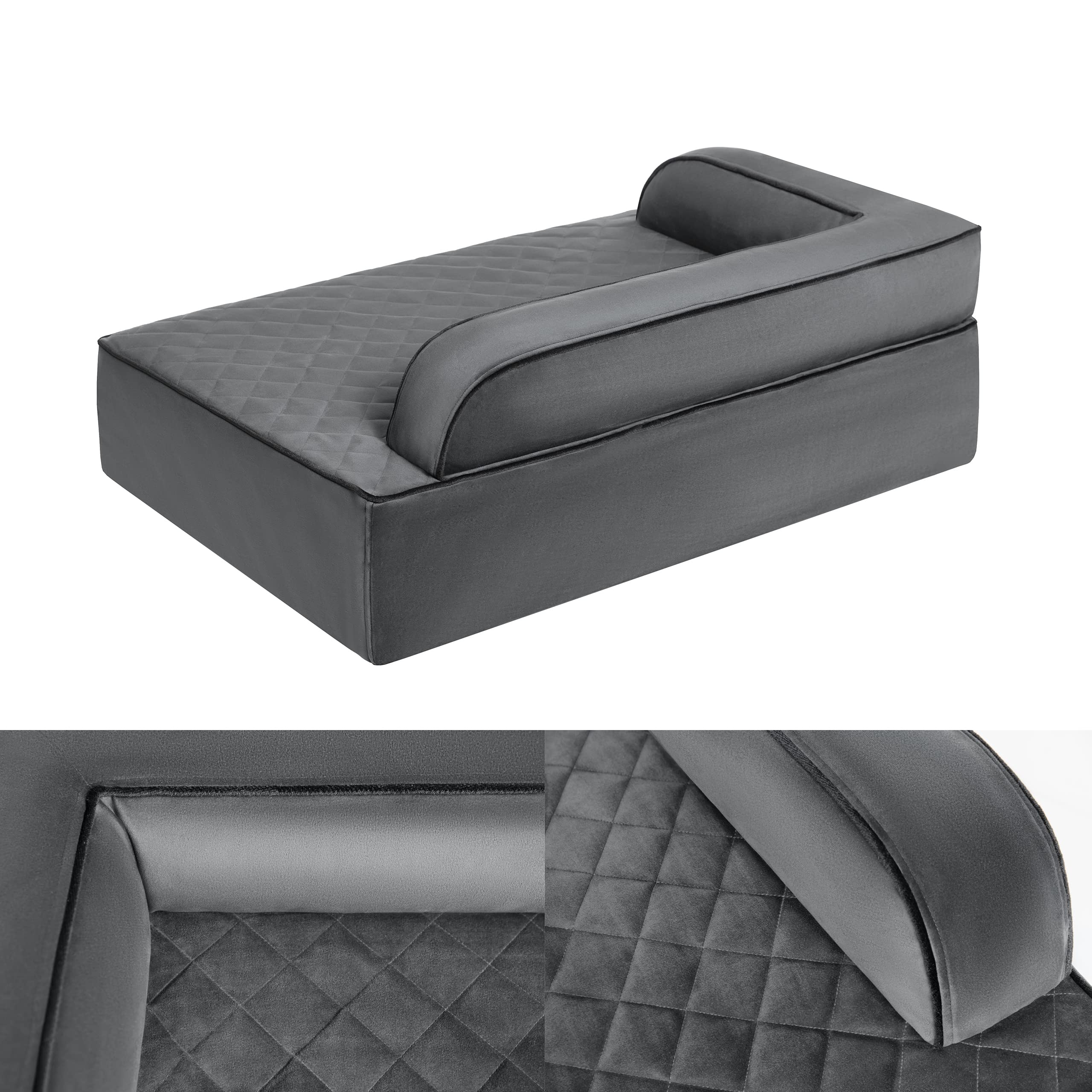 Salla Orthopädisches Hundebett 120 X 90 Cm – Waschbar, Wasserdicht, Mit Memory-Schaum, Graphit