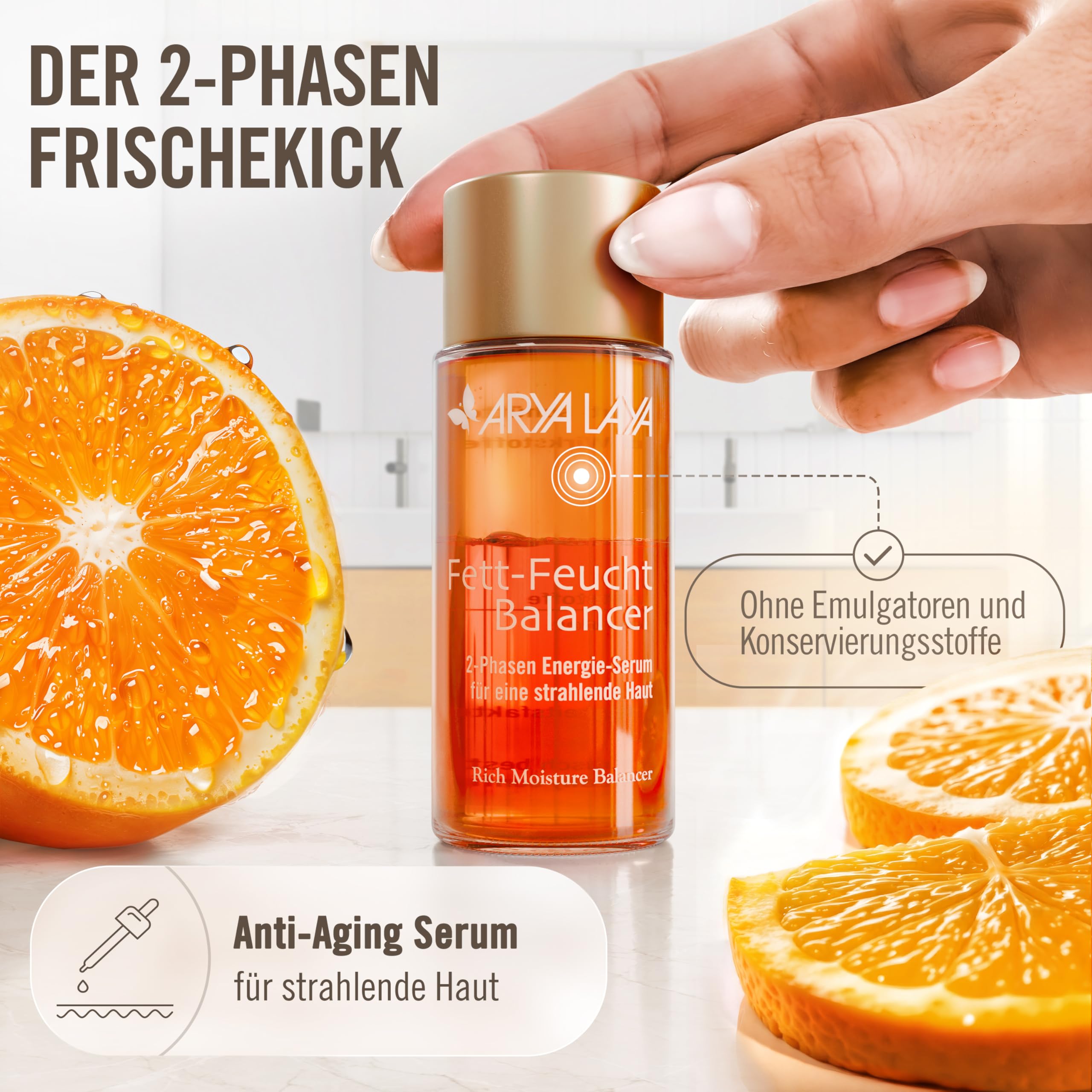 ARYA LAYA Serum równoważące wilgoć i tłuszcz Klassiker, 2 x 50 ml – 2-fazowe serum energetyczne dla wielu typów skóry, alternatywa dla ampułek, zmniejsza pierwsze zmarszczki, rewitalizujące i