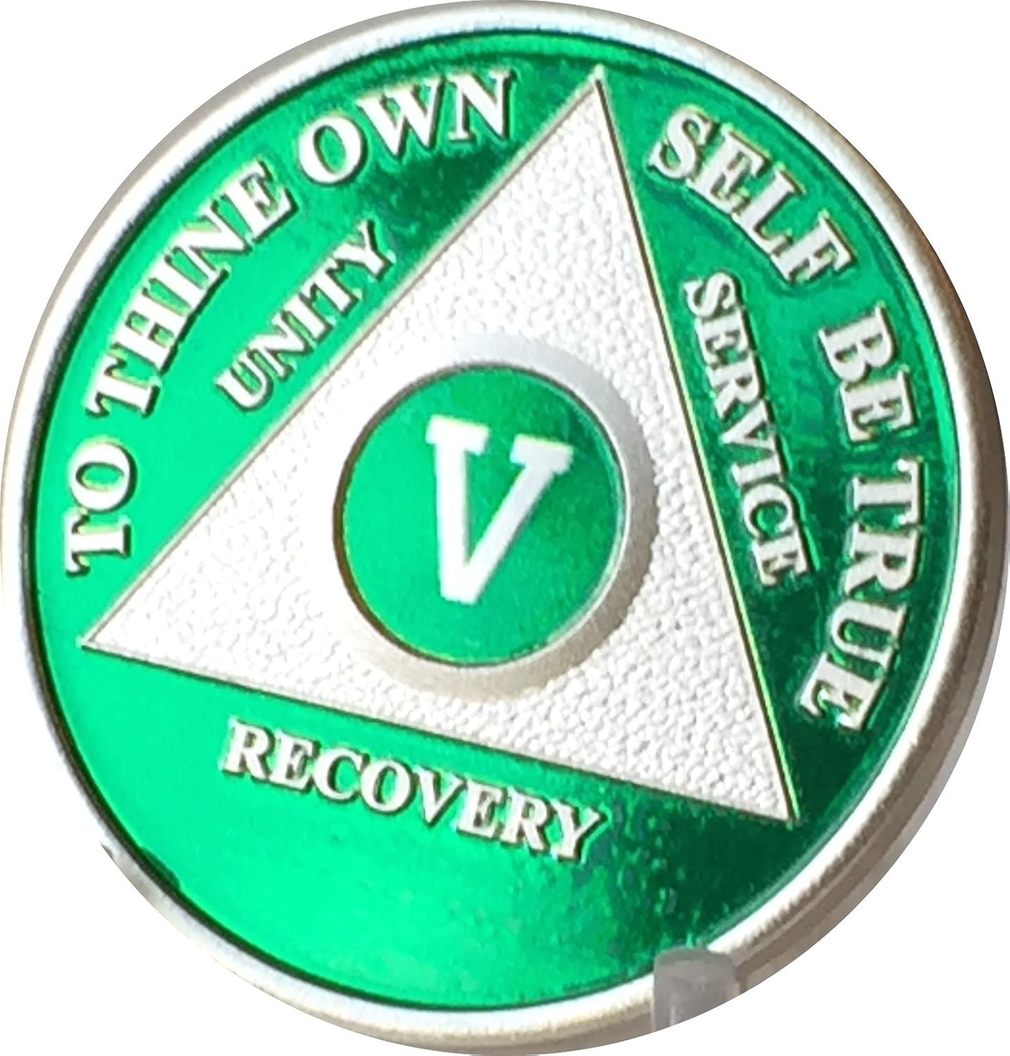 5 Year Green & Silver Plated AA Medallion Chip