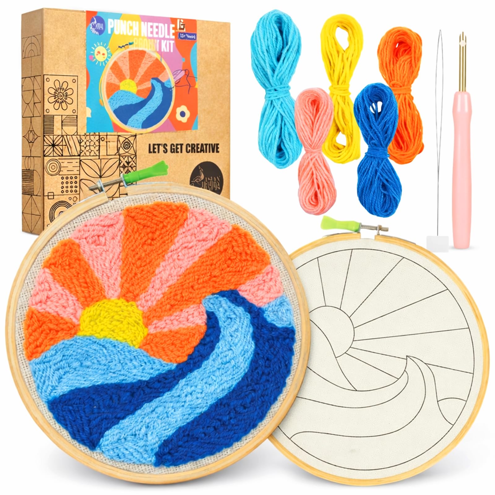Asian Hobby Crafts Punch Needle Kit for Beginners | DIY Embroidery Set with Printed Fabric Craft for Kids & Adults | Handcraft, Art, Needlework & Creative Hobby Gift Kit for DIY Crafts-image-11