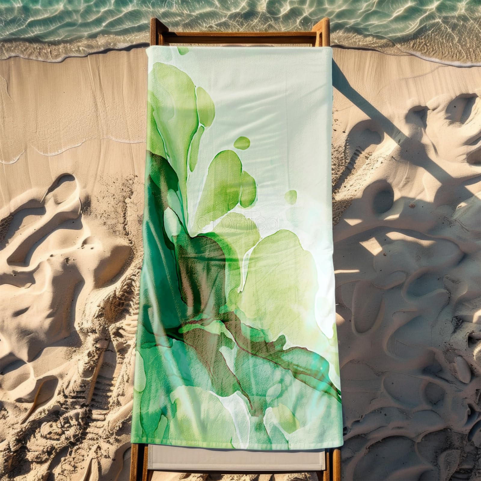 Générique Serviette Microfibre Plage Vert Abstract