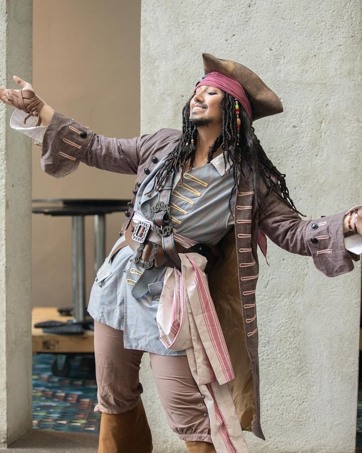 Pirates Dreadlock Wigs Set for Men Women Halloween Cosplay Costume With Wig, Beads, Bandana, Retro Hair Stick Set