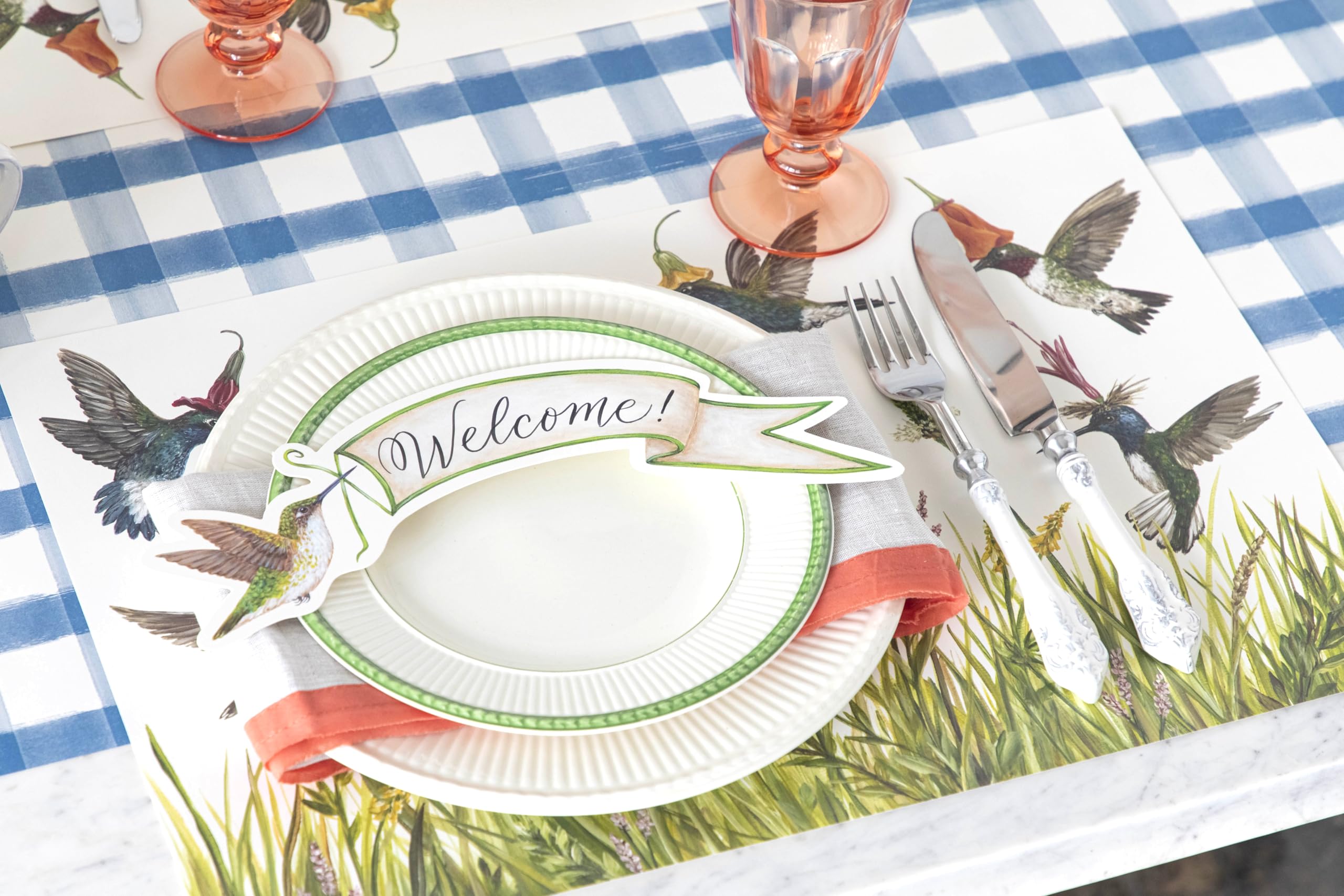 Kitchen Papers Colibrí de papel Mantel Set / 30 hecho americano 18.5"X12.5" Multicolor