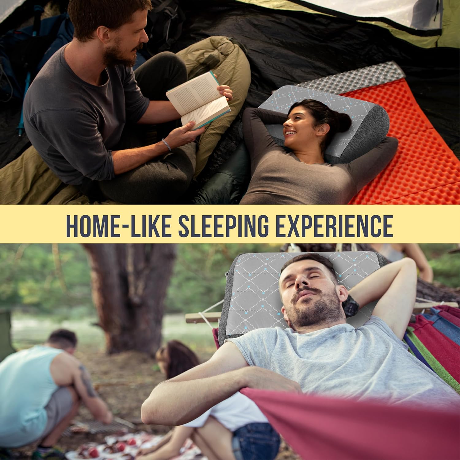 TREKOLOGY Premium Inflatable Travel Pillow with Removable Foam-Padded Case – Noise-Reducing, Ergonomic Design for Camping, Backpacking, and Air Travel ALUFT Pro (Gray) - Image 4