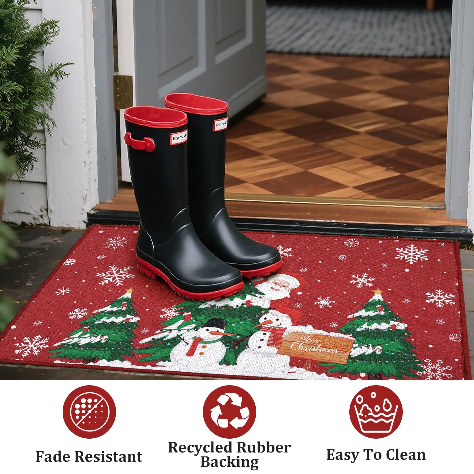 Zstar Felpudo Navideño Decorativo Antideslizante – 40x60cm – Rojo