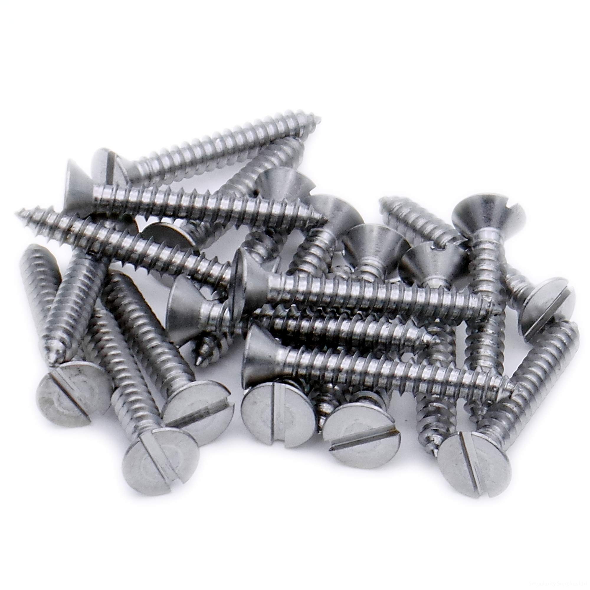 Singularity Supplies No.12 X 2 (5.5Mm X 50Mm) Slot Countersunk Self-Tapping Screw - Stainless Steel (A2) (Pack Of 20)