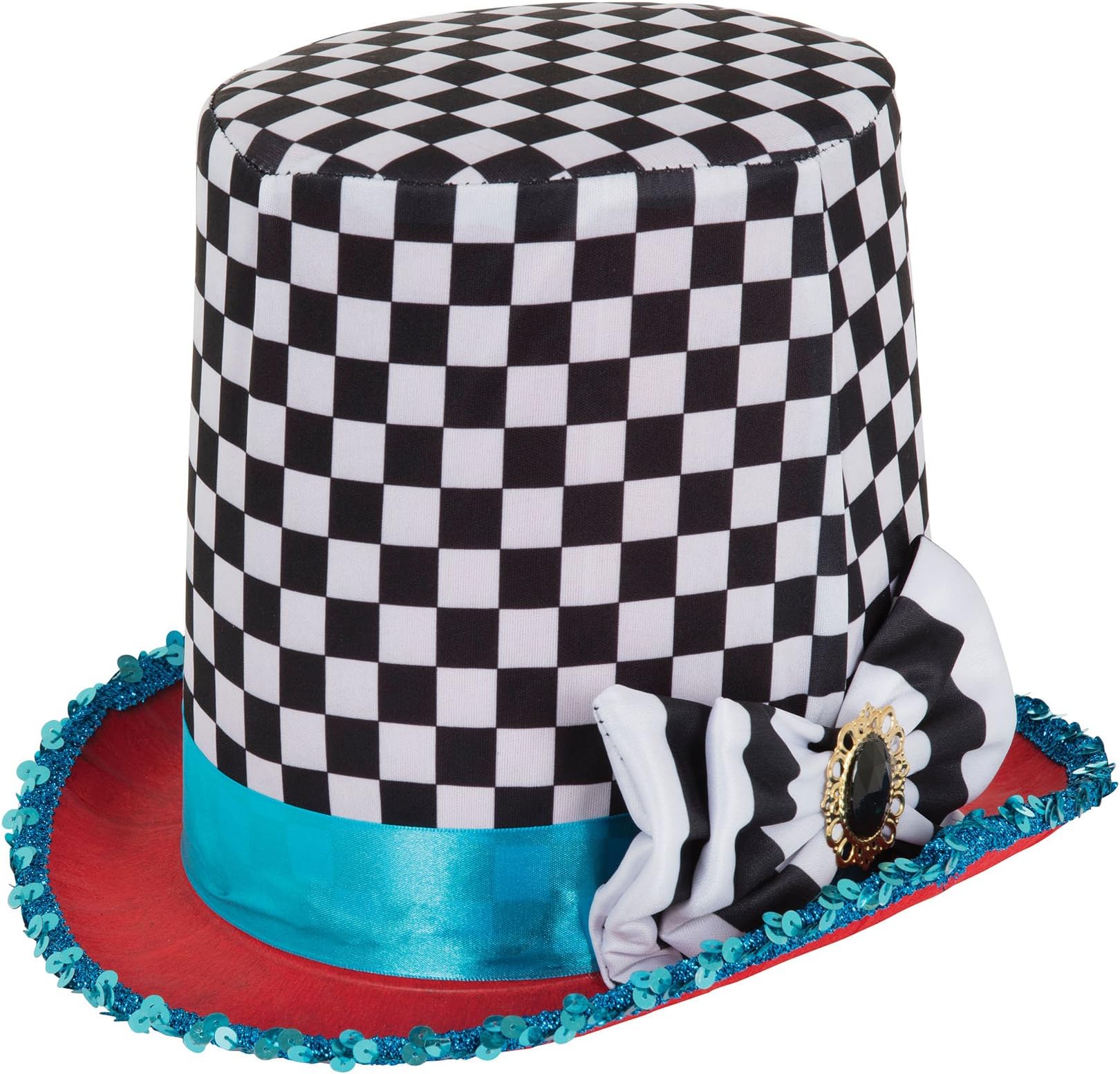 Bristol Novelty BH652 Stovepipe Mad Hatter Chequered Hat, Multi-Colour, One Size