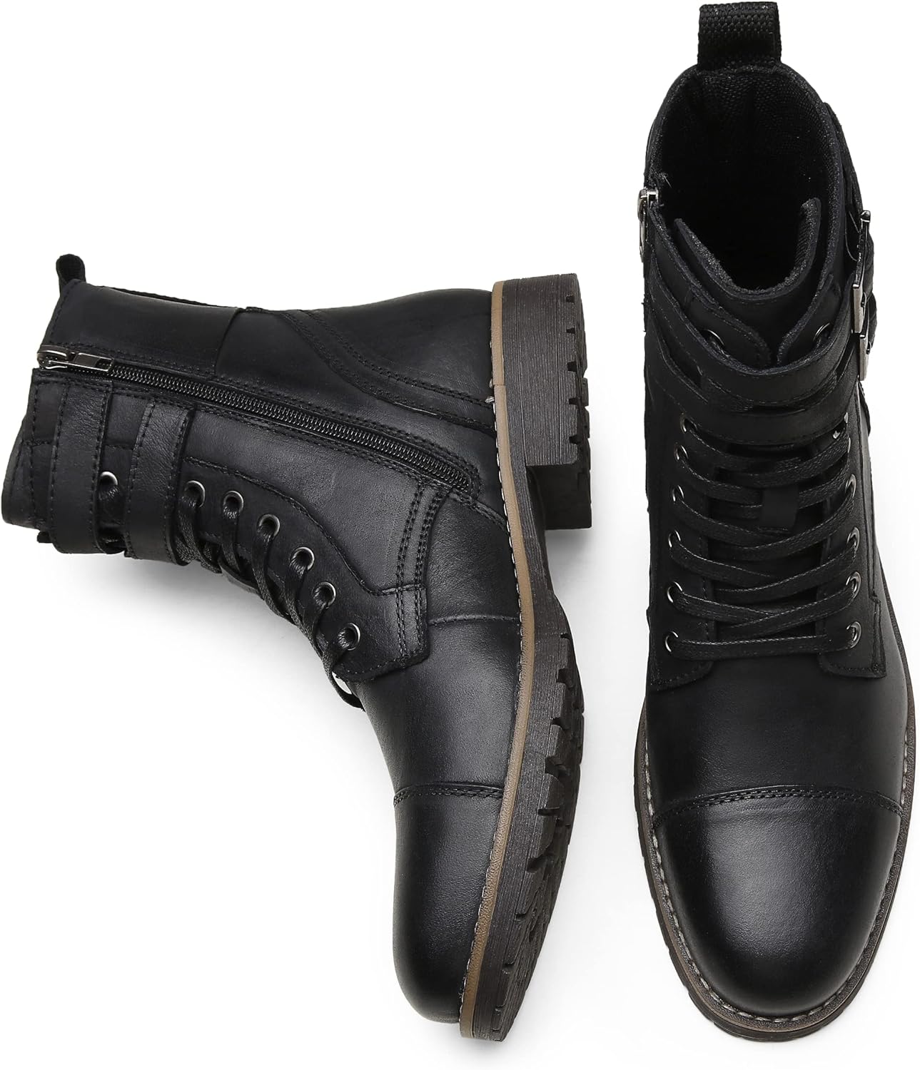 Vostey Mens Boots Motorcycle Casual Boots for Men Zipper Fashion Chukka Boots Mens - Image 8