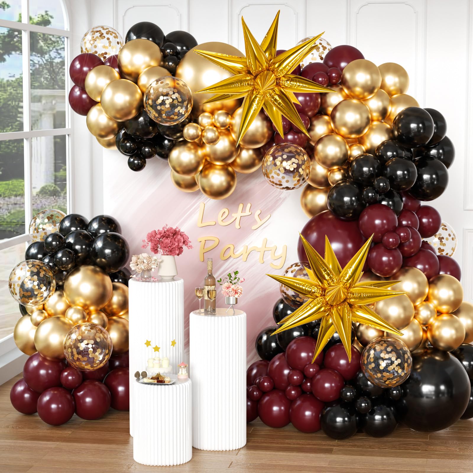 Amazon.com: Burgundy and Gold Balloons Arch Kit-150pcs Maroon Gold and