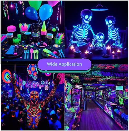 Miniatura 5 de Paquete de 2 luces negras para exteriores para fiesta brillante, espacio grande de 50 W, luz UV de 405 nm, impermeable, IP65 para decoración de