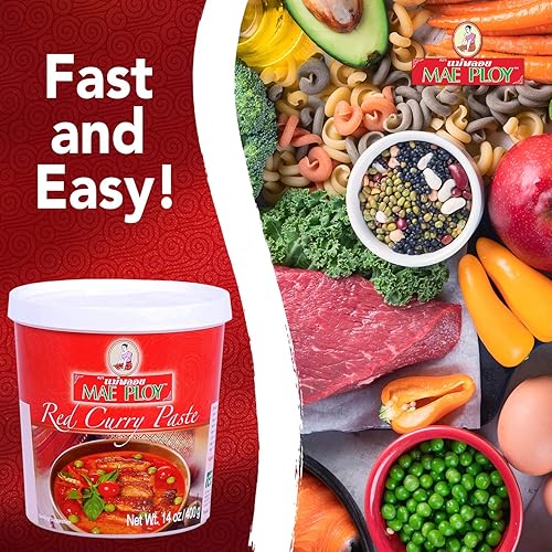 Miniatura 8 de Mae Ploy Pasta de curry rojo auténtica pasta de curry rojo tailandés para curry tailandés y otros platos mezcla aromática de hierbas especias y