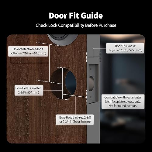 Miniatura 7 de Aqara Smart Lock U300, cerradura de puerta de entrada sin llave de huellas dactilares con asa, materia sobre hilo con llaves Apple Home, teclado de