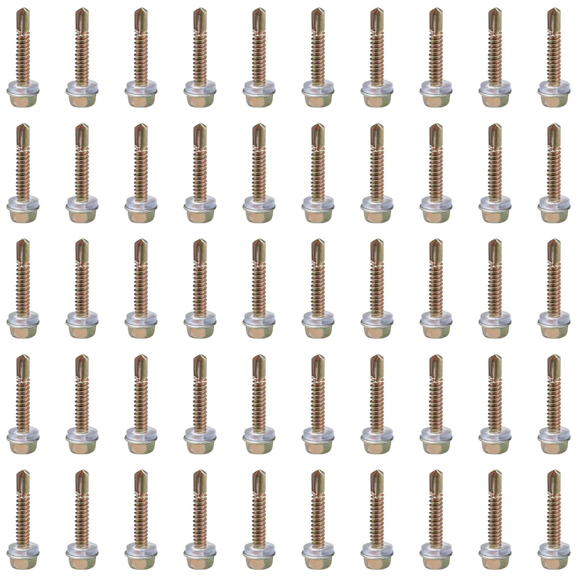 50 PCS Hexagon Self Tapping Self Drilling Screws with Pads for Metal Sheets,Wooden Sheets and Plastic Sheets (M4.8 * 35mm) - Image 2