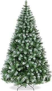 Best Choice Products Artificial Christmas Tree, 6ft Premium Unlit Pine Design, Dense Branches Realistic Holiday Décor​ w/Easy Assembly - Frosted Pine