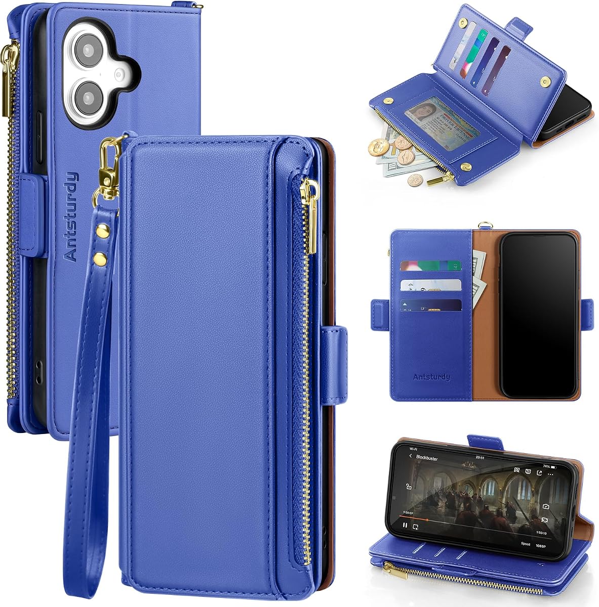 Antsturdy for iPhone 16 Phone Wallet Case Women