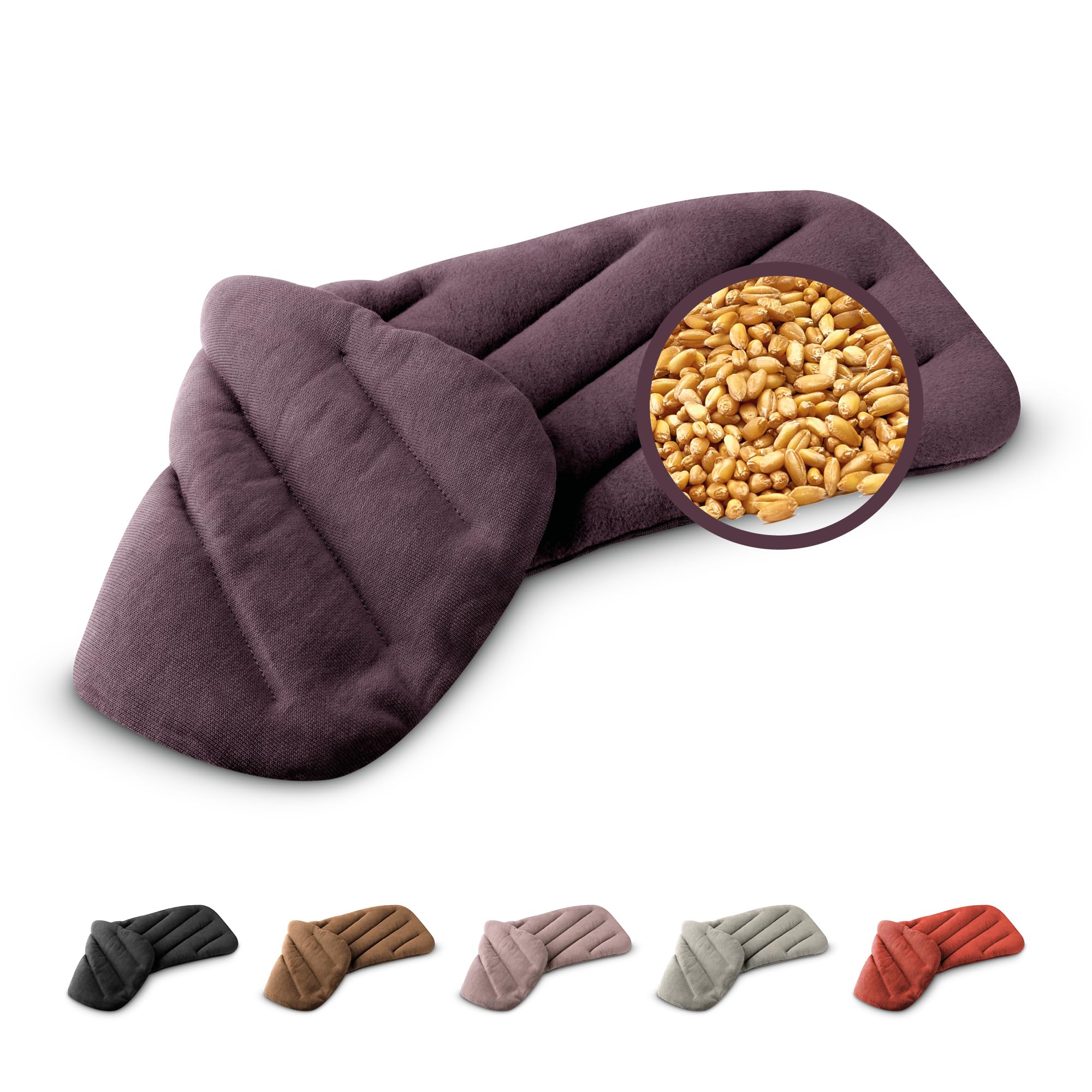 LESCHI XXL Cuscino termico per microonde (50x20cm), 100% cotone e grano biologico, cuscino riscaldante a 8 camere, viola, ideale come fonte di calore per cervicale, spalla, schiena, collo