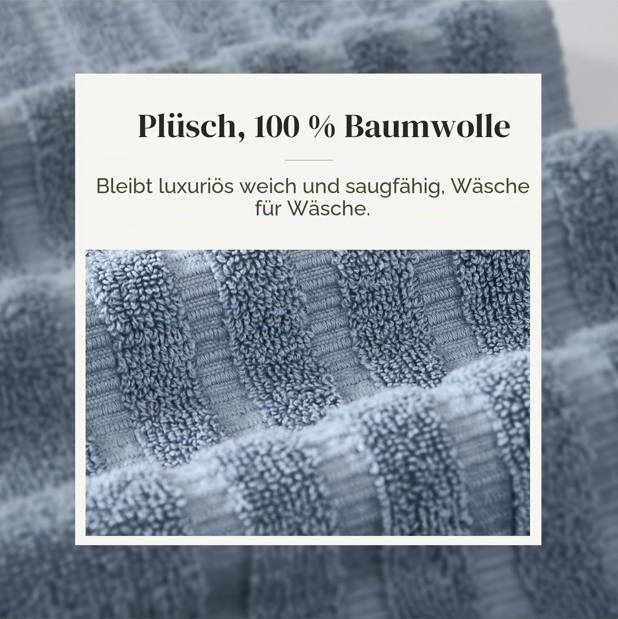 Amrapur Overseas Handtuch-Set, 6-teilig, gefärbt, Bio-Ranken, Jacquard/solide, ultraweich, 500 g/m², 100% gekämmte Baumwolle, Blau
