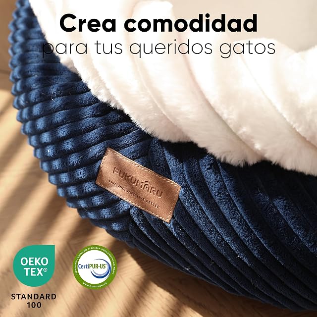 Foto 2 de 8 de FUKUMARU Caseta para gatos interior, caseta lavable redonda para gatos