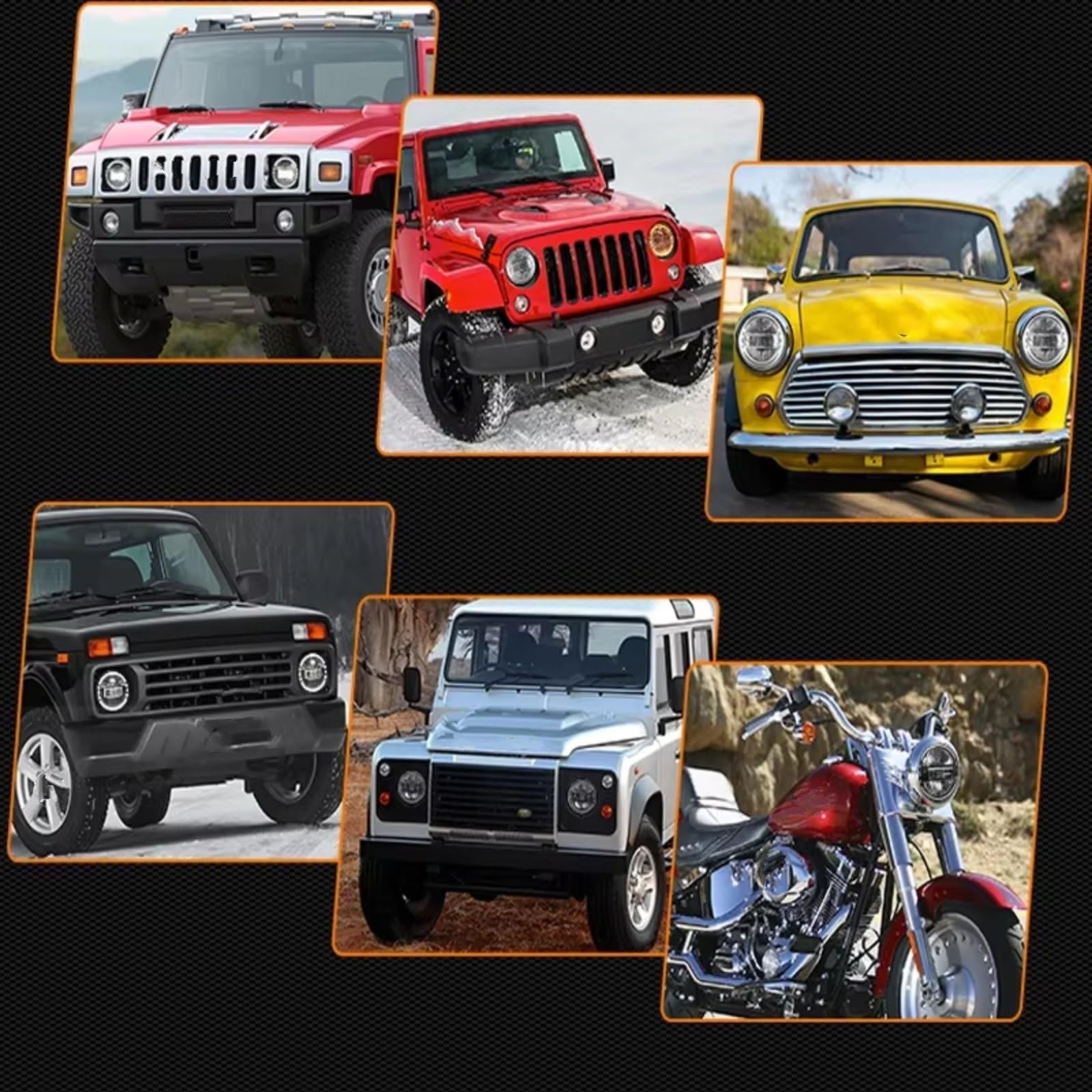 Fari Paraurti Anteriore Per Jeep Per Wrangler Per JK Fuoristrada Per Strada Per Lada 4x4 Fari Anteriori A LED DRL Luce Marcia Gruppo Ottico 7 Pollici Luce Marcia Diurna(Nero)