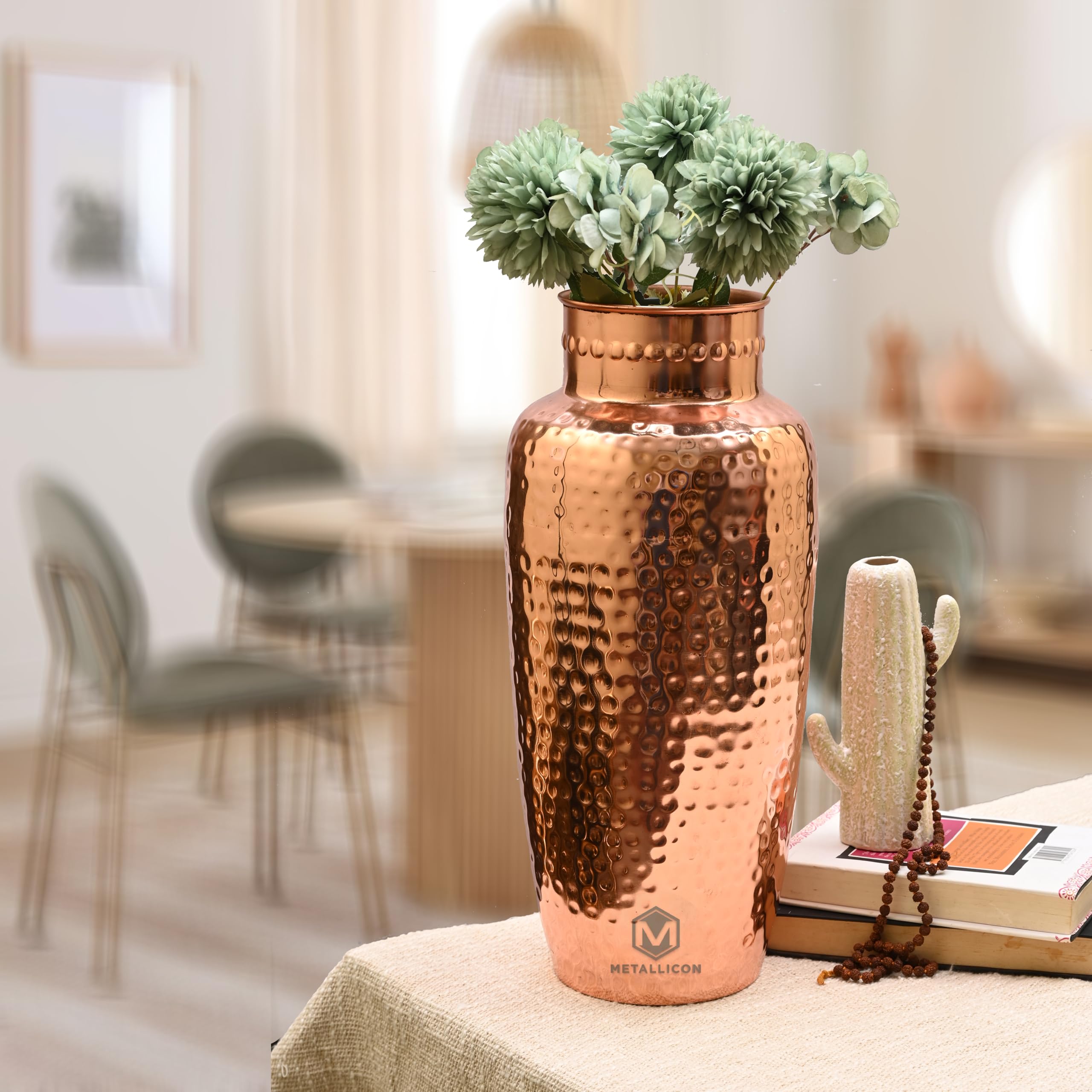 Buy METALLICON Handcrafted Hammered Copper Iron Vase - 19 Inches