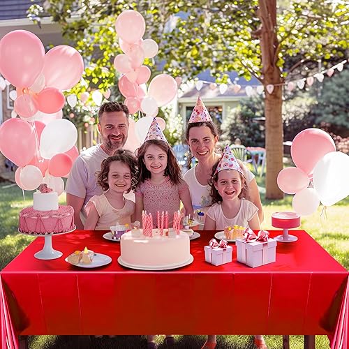 Miniatura 4 de 2 manteles de papel de aluminio rojo de 54 x 72 pulgadas, de plástico, para Navidad, carnaval, fiesta de cumpleaños, manteles desechables