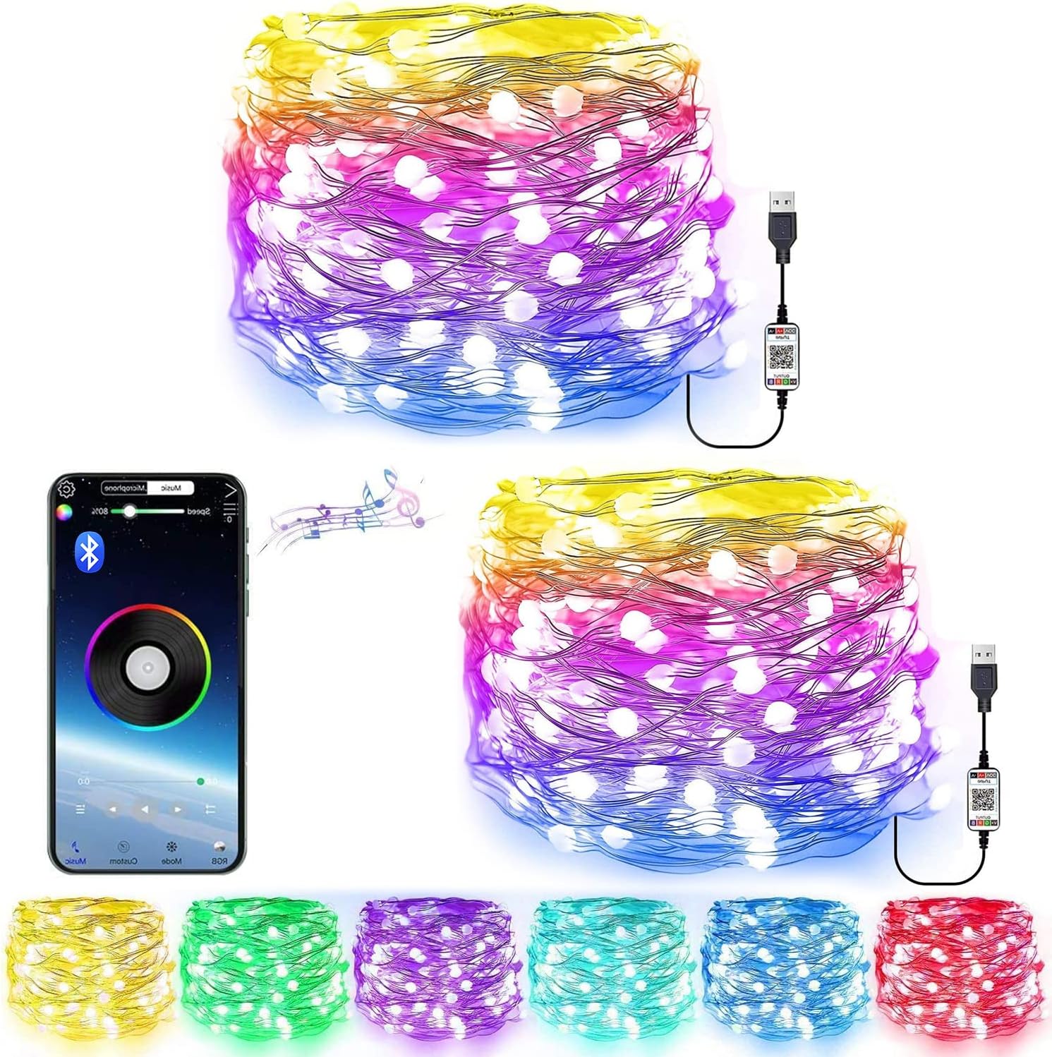 String Lights USB Plug-in Fairy Light with Remote Control, Copper Wire Light 8 Modes Firefly Twinkle Lights Warm White Dimmable Lamp for Indoor Outdoor Bedroom Party Wedding Decoration (100 LEDs)