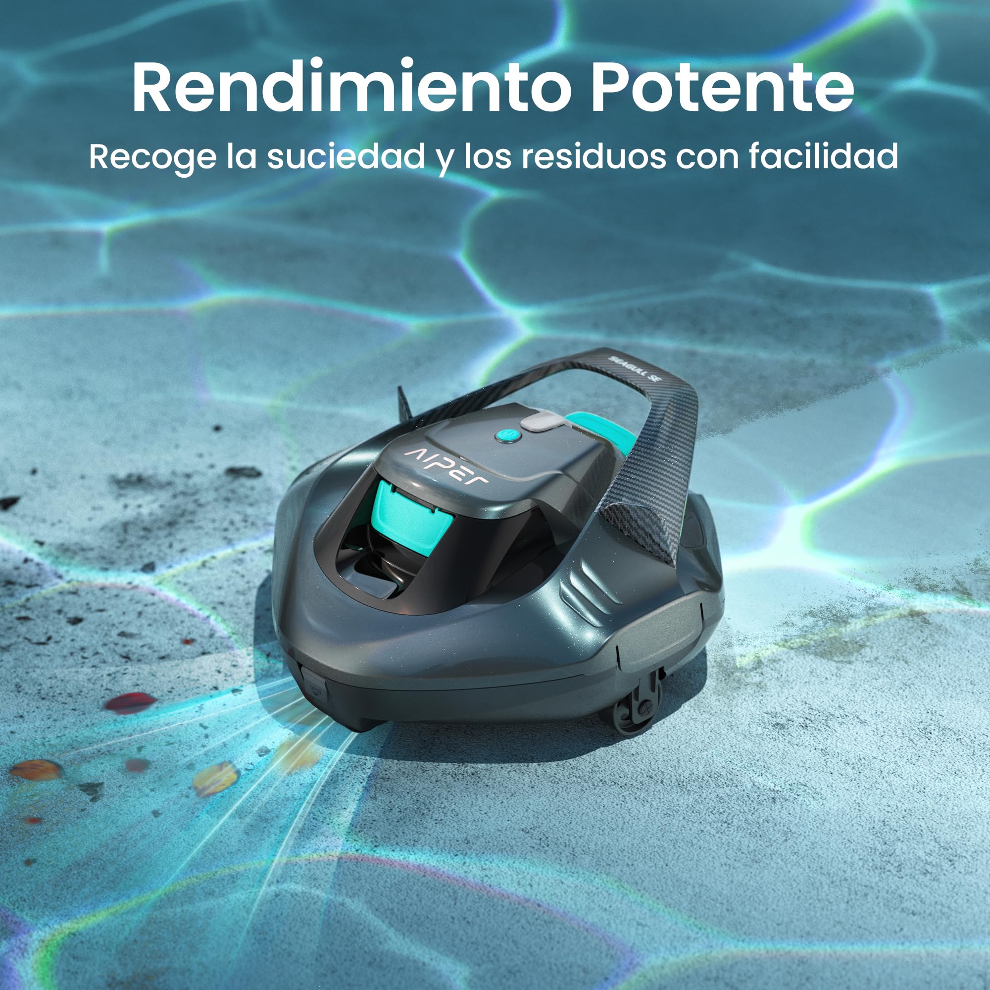 AIPER Seagull SE Robot Limpiafondos para Piscina Automático, Aspirador sin Cable, 90 Min de Autonomía, Indicador LED, Auto Parking, para Piscinas Desmontables hasta 80 m²