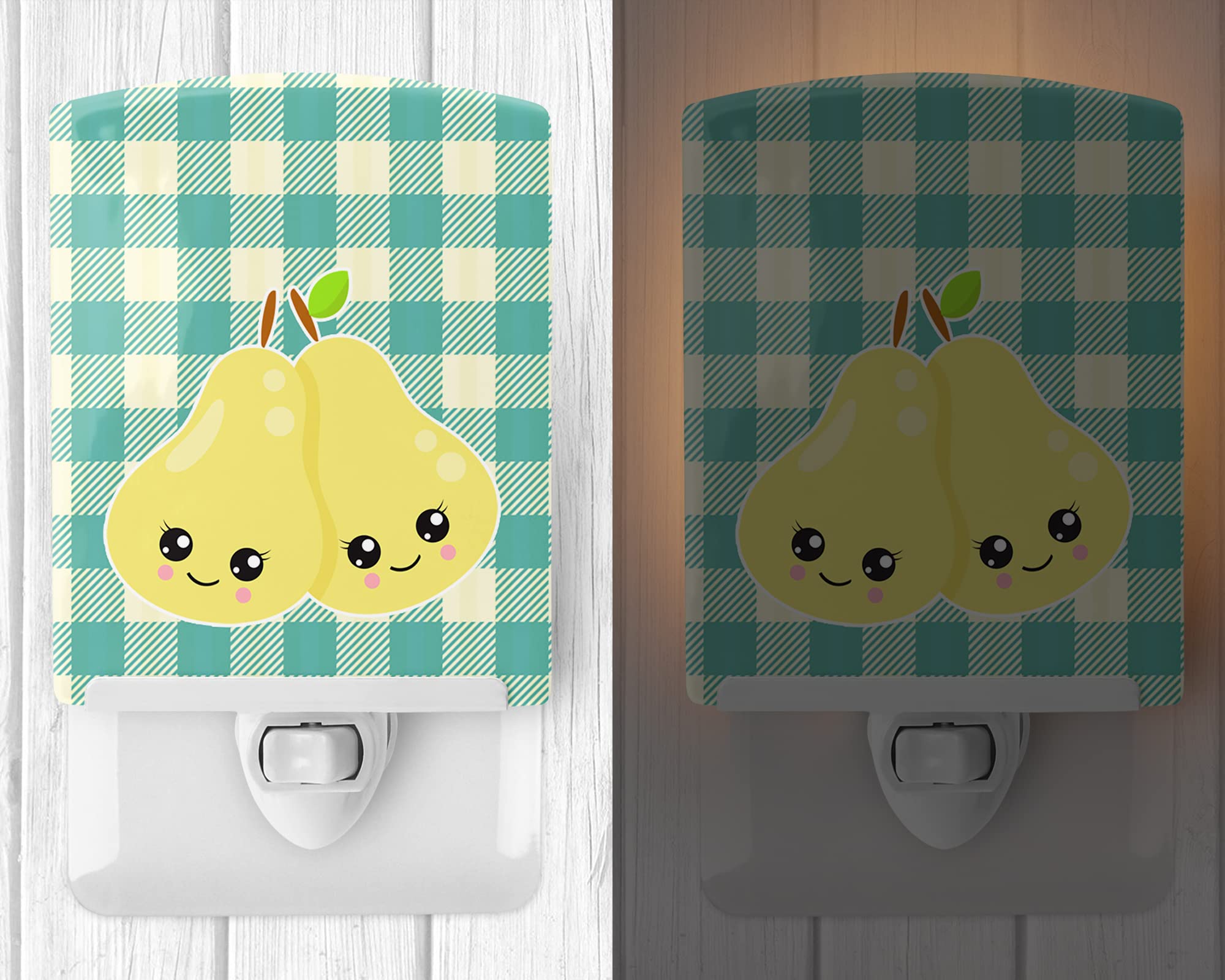 Caroline's Treasures BB9138CNL Pears Ceramic Night Light Compact, UL-Certified, Ideal for Bedroom, Bathroom, Nursery, Hallway, Kitchen, 6x4x3, Multicolor