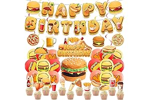 Fast Food Party Decorations for Kids - French Fries, Pizza, Hamburger, Fried Chicken, Hot Dog