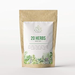 SoilSeed 20 Herb Seed Set - Popular Canadian Varieties. Heirloom and Non-GMO Seeds for Herb Gardens, Windowsills, Patio Planters, and Indoor Grow Systems.