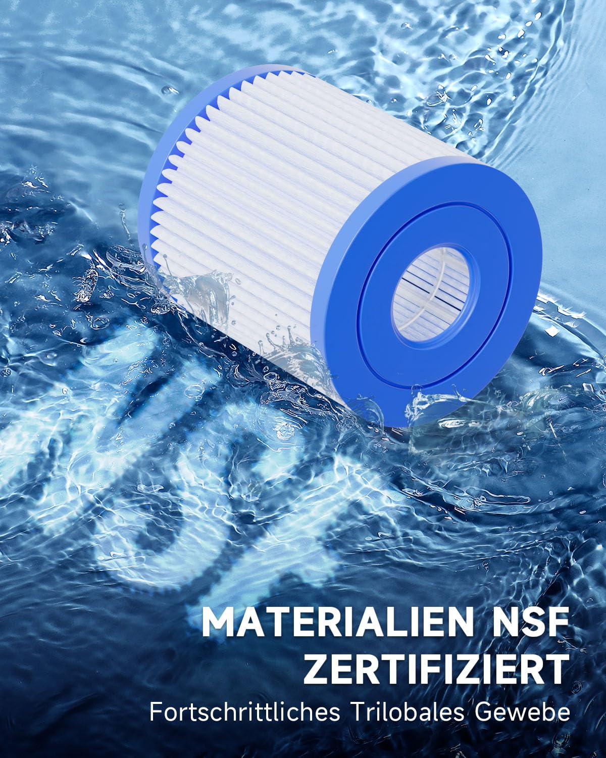 AQUALTRA Pool Filterkartuschen Typ H 29007 - Ersatzpatrone kompatibel mit 28601, 28602 sowie für 330 GPH Filterpumpen - 102 x 92 mm für oberirdische Pools & Schwimmbecken 8 Stück