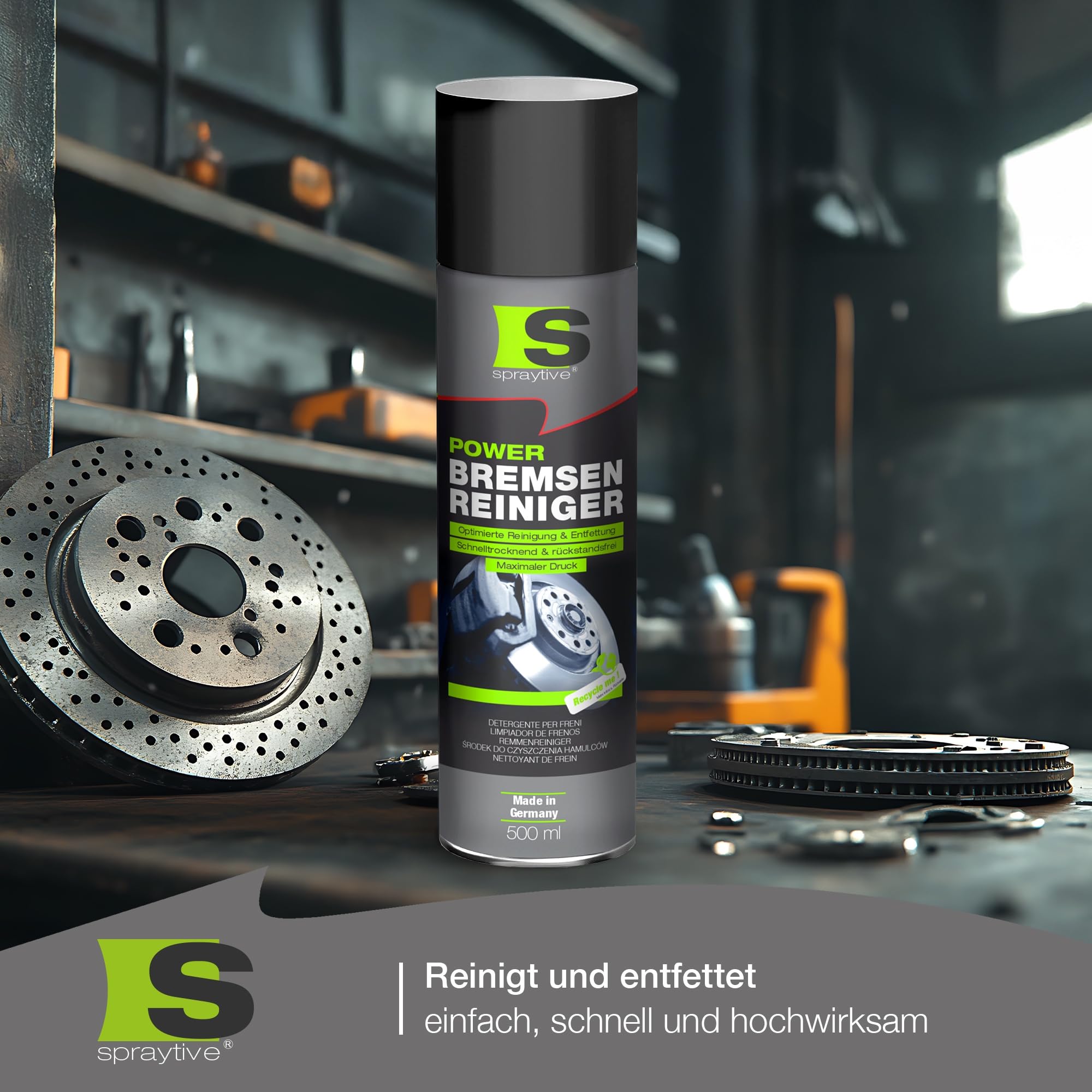 6 x 500ml Power Bremsenreiniger Spray - Detergente industriale e detergente a freddo altamente efficace: Rimuove sporco, olio, grasso, ruggine e liquido dei freni – Made in Germany