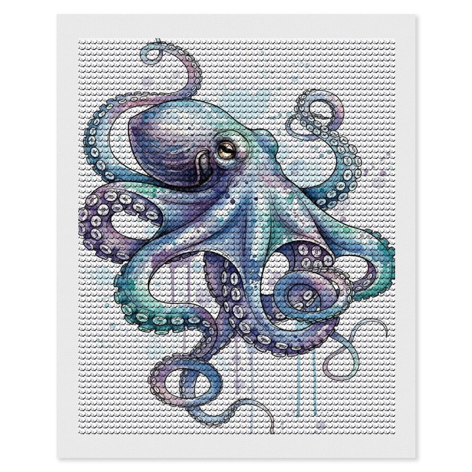 Junmoney Watercolor Octopus with Splashes Diamond Painting Kit 16"x20", Easy Handmade Project, Easy to Enjoy, Aesthetic Room Decor, Christmas Gift