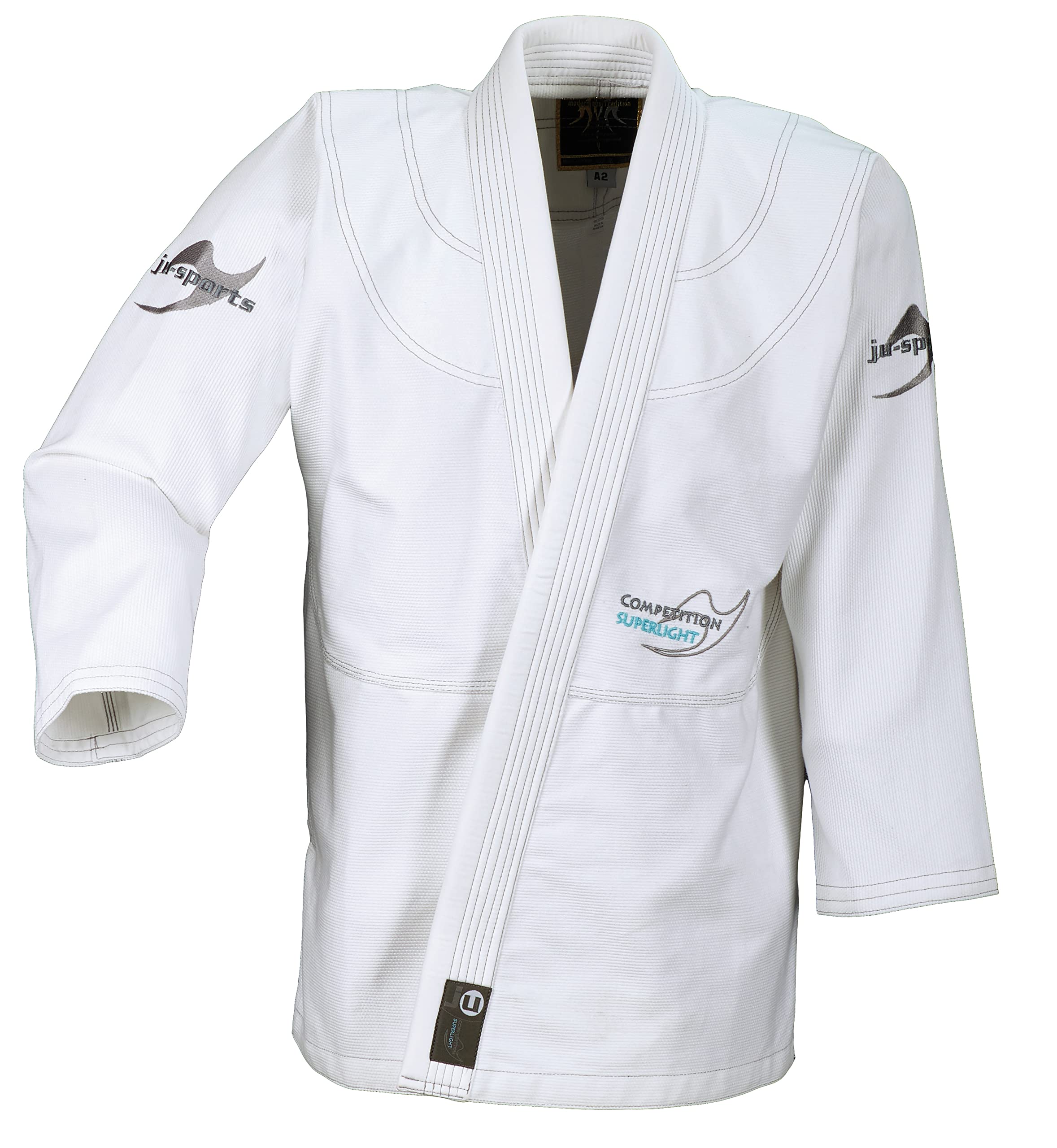 Ju-Sports BJJ Gi Herren Pearl Competition superlight weiß - Superleichter Brazilian Jujutsu Anzug mit kontrastierenden Nähten & Stickverzierungen, 100% Baumwolle