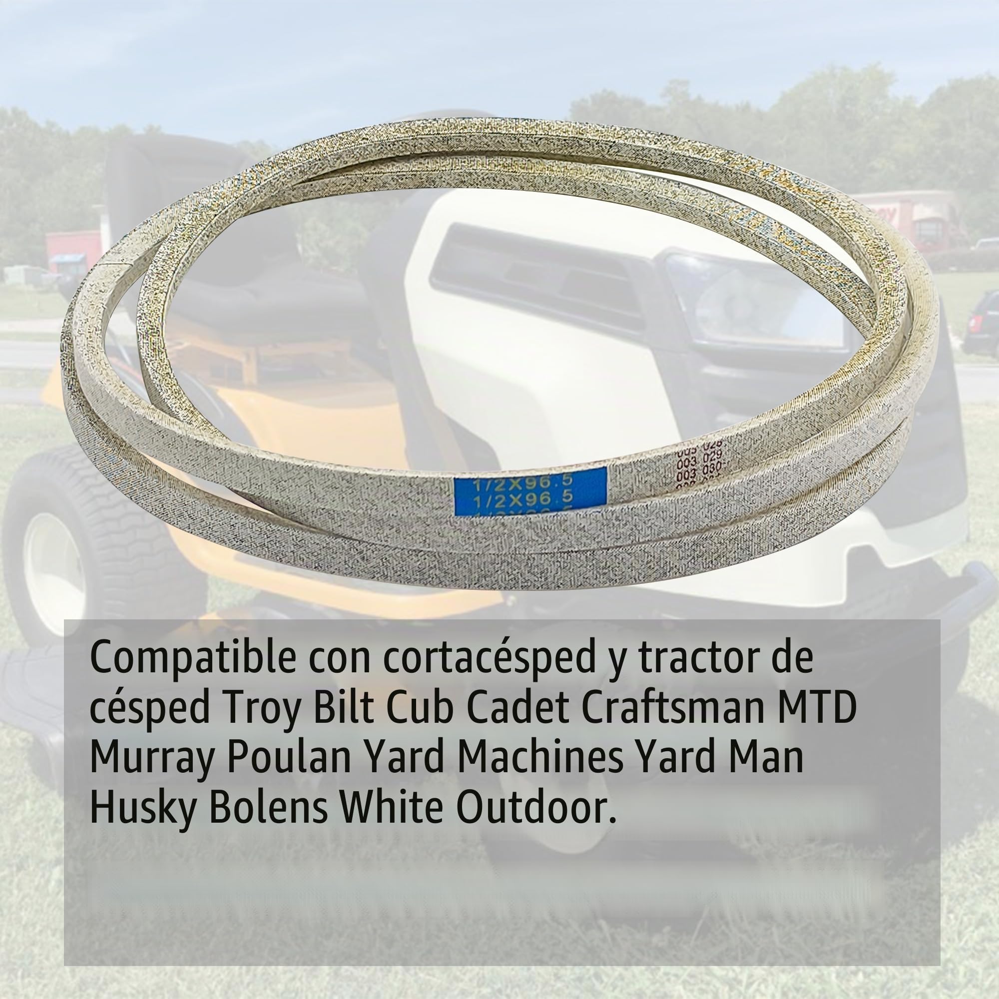Correa de transmisión de cubierta de 1/2 x 96-1/2 pulgadas 96.5 pulgadas para cortacésped, tractor, aramida, Kevlar, correa trapezoidal