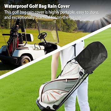 Golf Bag Rain Cover, Waterproof Universal Fit for Stand & Cart Bags