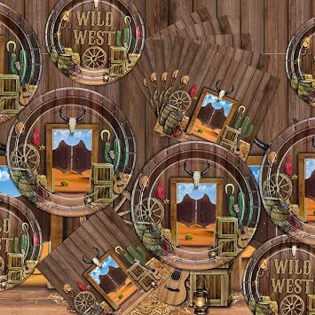 Western Party Decorations - 122Pcs Birthday Plates, Napkins, Western Tablecloth for Western Birthday Party Decorations Western Party Supplies, Serve 40