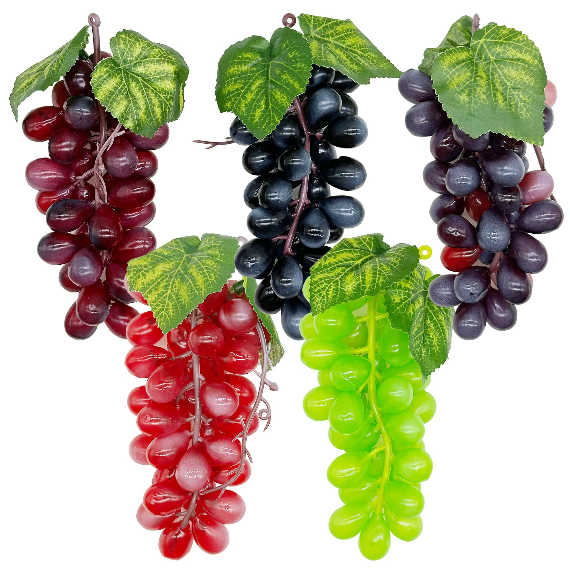 Attuslla 5 Clusters Simulation Faux Grape Fake Fruit for Wedding Home Decor