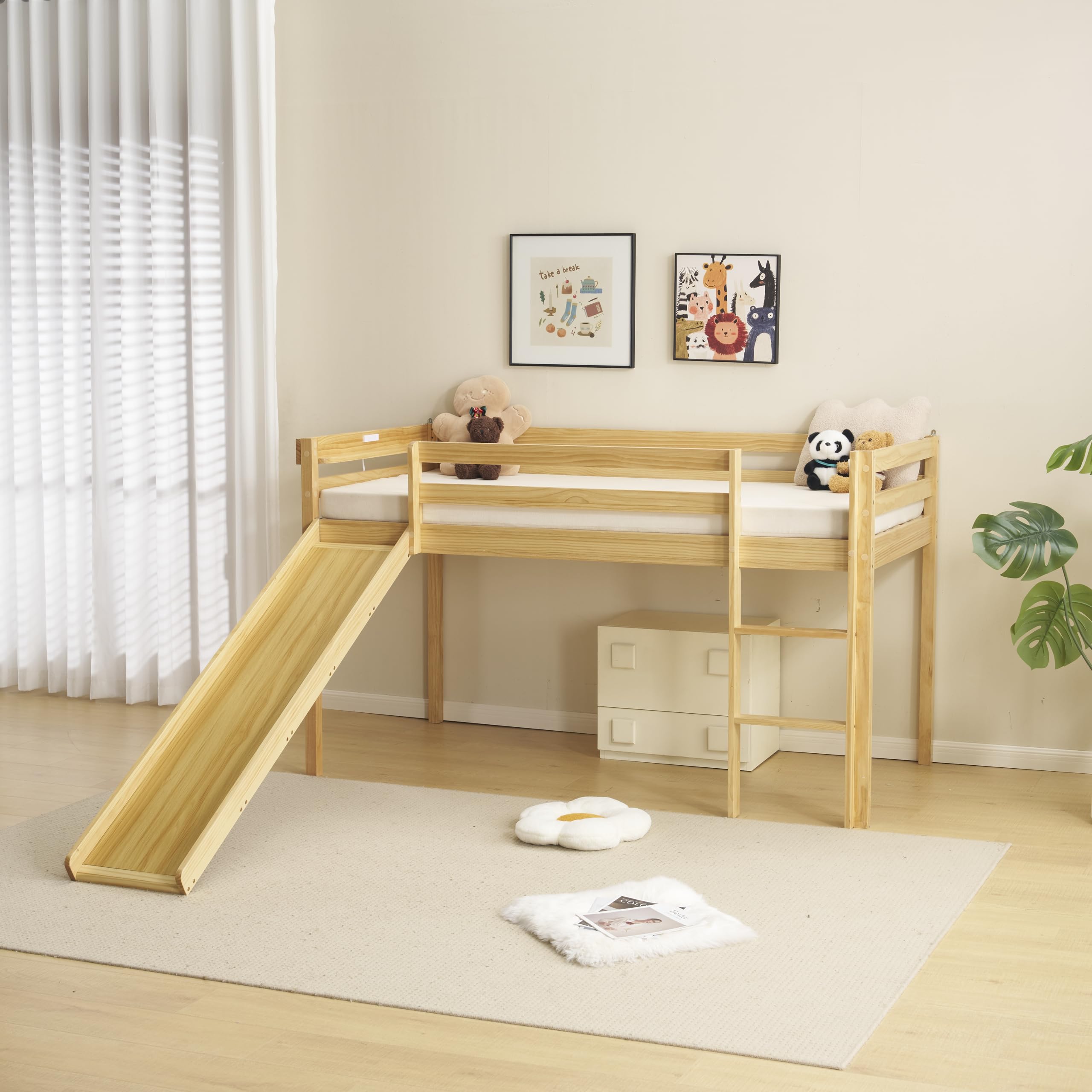 Amazon.co.jp: 森風ShinrinKaze 子供用ロフトベッド ロータイプ 階段