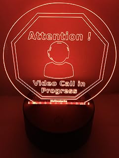 Video Call Warning Sign – Conference Zoom Computer Meetings Attention Notifying Easy Viewable LED Back Edge Lit Colored Sign and Door Hanger Kit for Zoom Skype Facetime RingCentral Hangouts (Design 1)