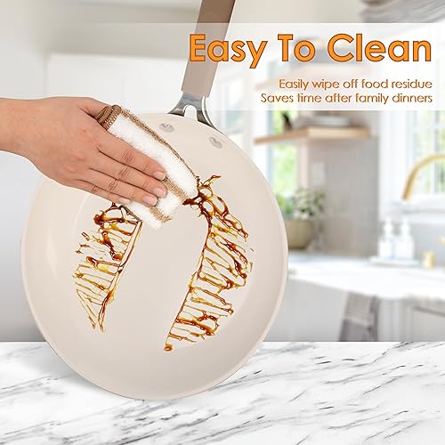 Miniatura 5 de Juego de 22 ollas y sartenes antiadherentes, juego de utensilios de cocina antiadherentes de cerámica, juego de ollas y sartenes de inducción de