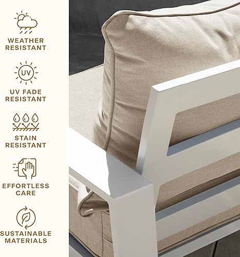 Miniatura 5 de Honeycomb - Asiento profundo para exteriores, 24 pulgadas de ancho x 23 pulgadas de profundidad, cojín para silla de exterior, color liso almendra