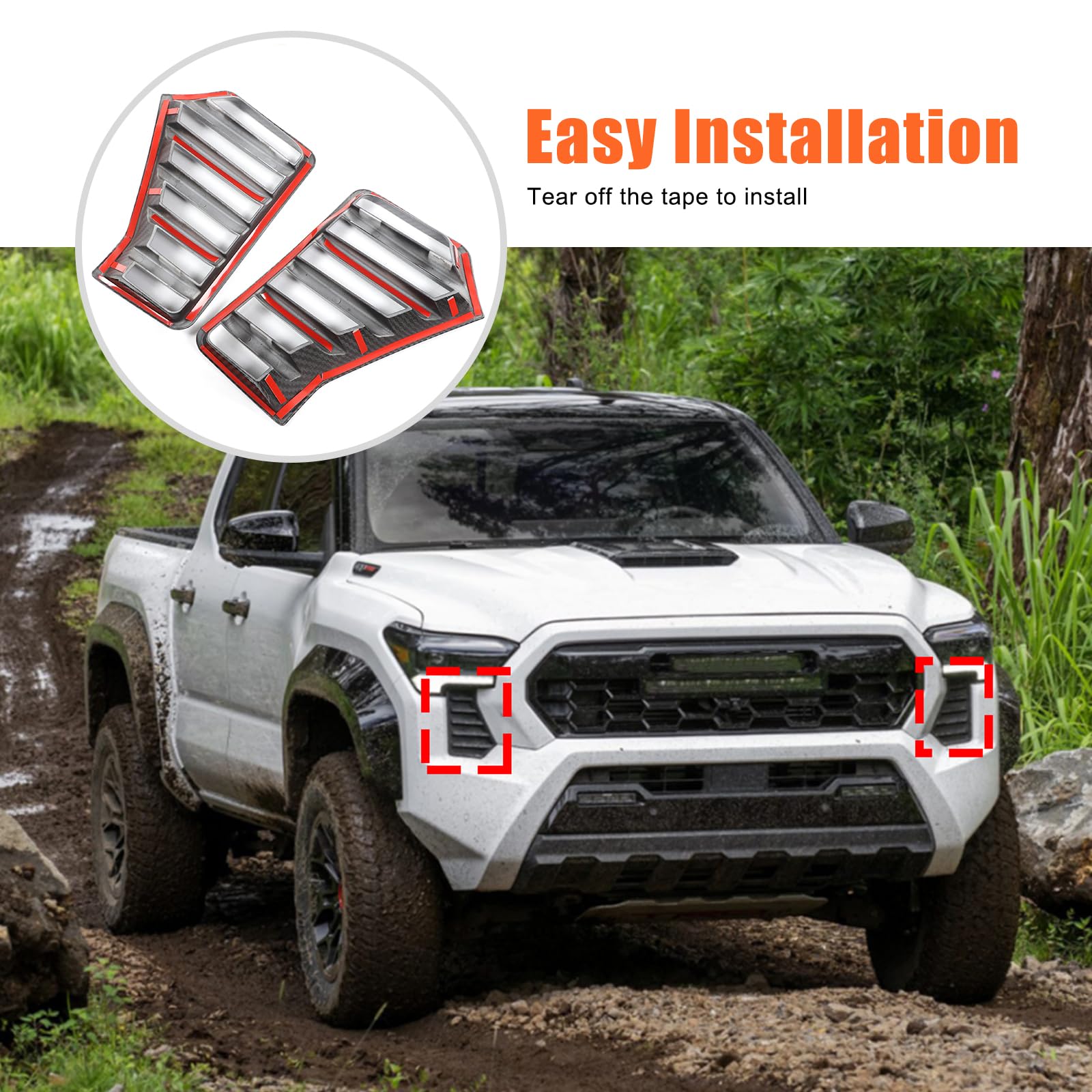 Red Front Headlights Grille Vent Trim Cover Frame For Toyota Tundra - View #2