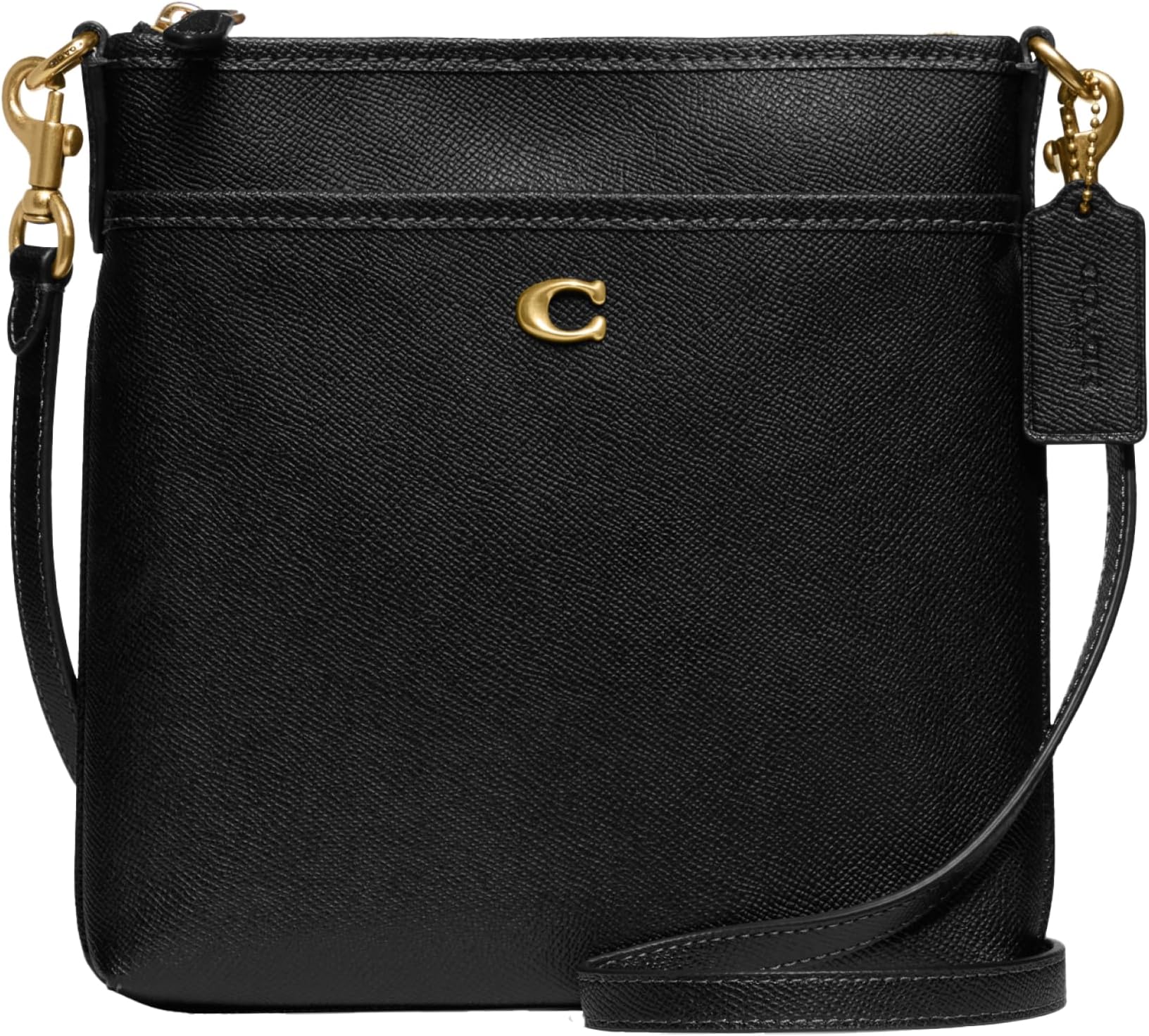 Coach Cross Grain Leather Kitt, Black, One Size