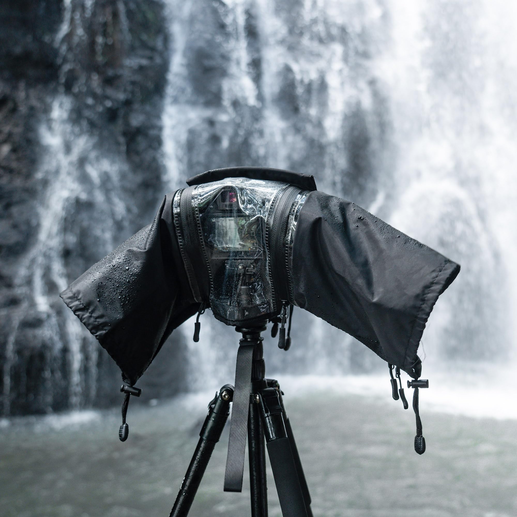 Protection Pluie Appareil Photo, Design Amélioration de la Fenêtre Transparente Zippée, Noir en Nylon pour Housse de Pluie pour Appareil Photo Compatible avec Canon Sony Nikon DSLR