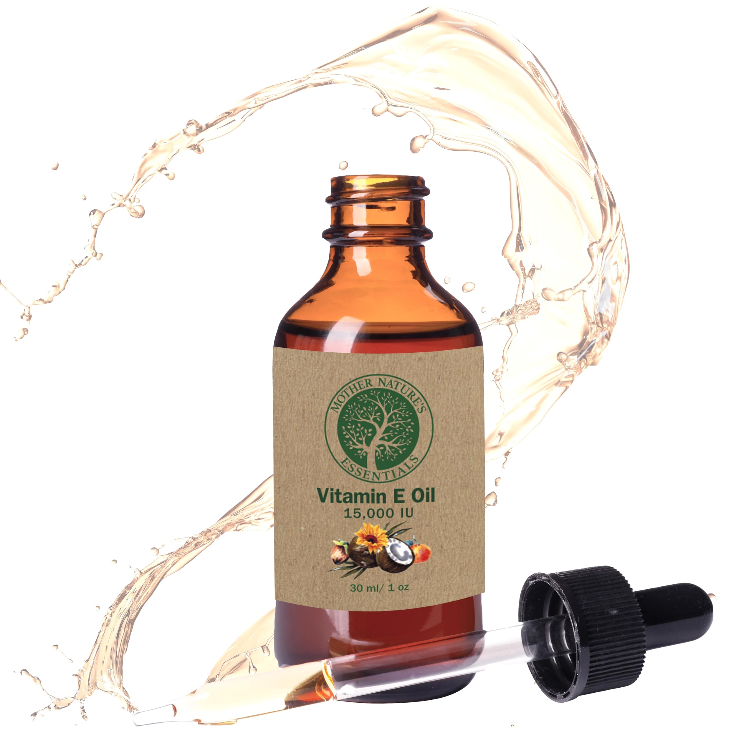 Vitamin E Oil Organic 14,000IU d-alpha-tocopherol, coconut Oil, organic Jojoba, natural Vitamin C. 1oz. (2-Pack)