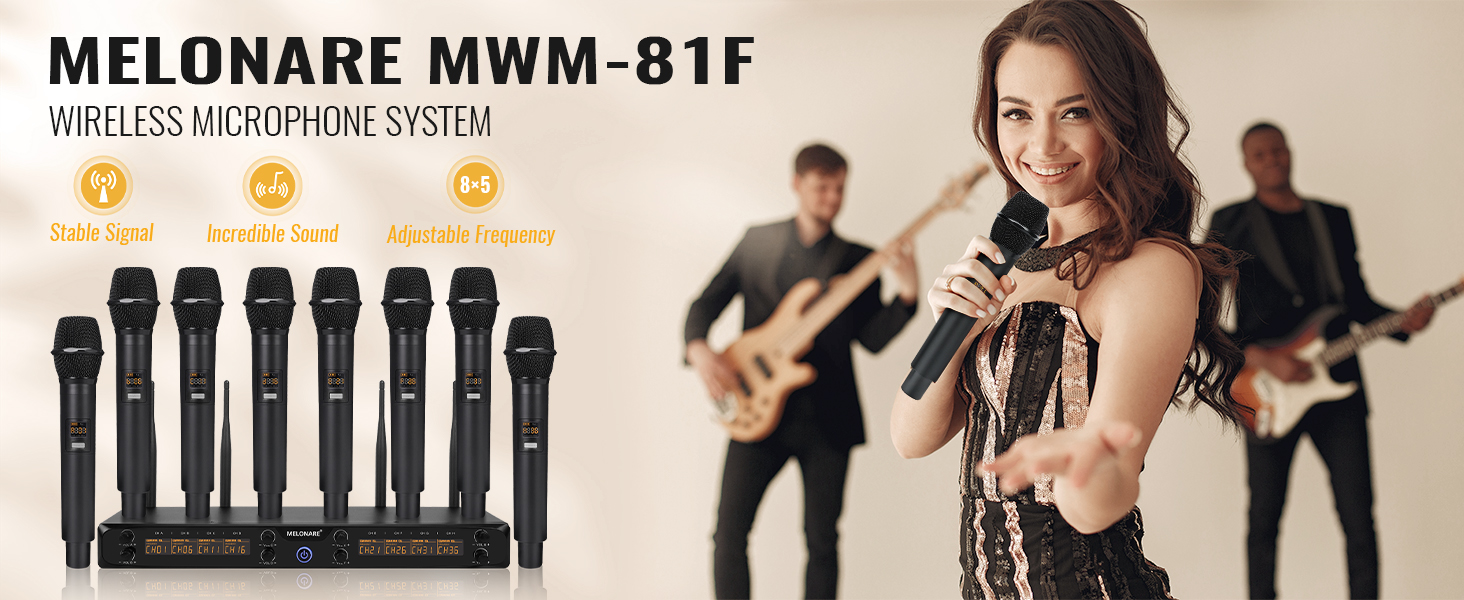 Amazon.com: MELONARE 8-Channel Wireless Microphone System, UHF
